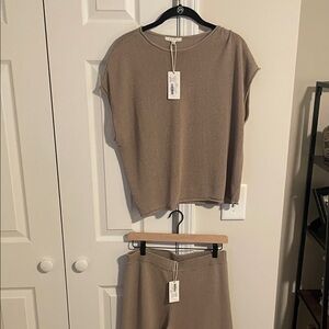 Z Supply Tan Wide Leg Pants & Top Set